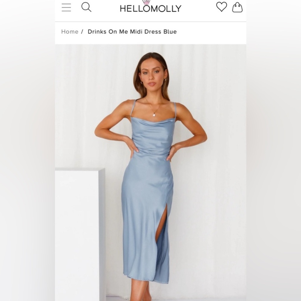 Hello Molly Drinks On Me Midi Dress baby blue